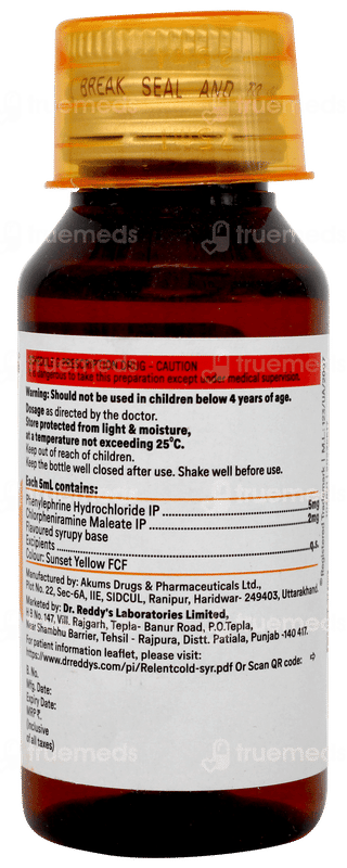 Relent Cold Syrup 60ml