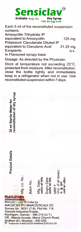 Sensiclav 156.25mg Dry Syrup 30ml