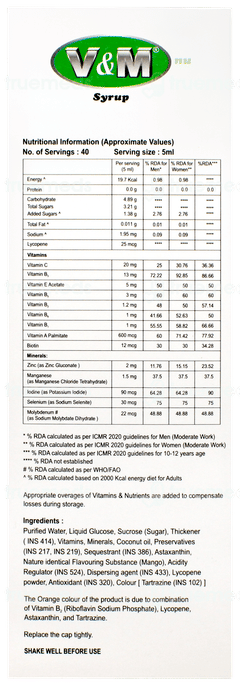 V & M Nu Mango Flavour Syrup 200ml V & M Nu Mango Flavour Syrup 200ml