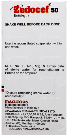Zedocef 50 Suspension 30Ml Zedocef 50 Suspension 30Ml
