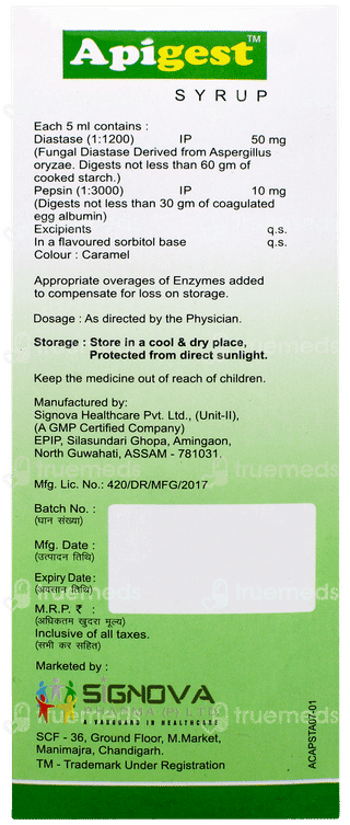 Apigest Sugar Free Syrup 200ml