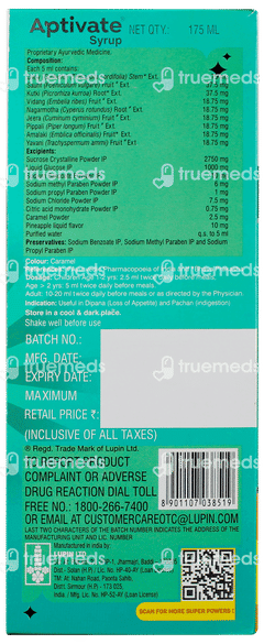 Aptivate Pineapple Flavor Syrup 175ml