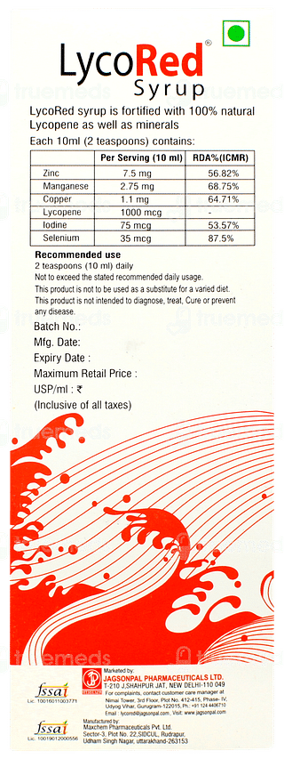Lycored Sugar Free Syrup 200ml