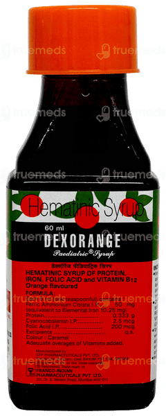 Dexorange Orange Flavoured Paediatric Syrup 60Ml Dexorange Orange Flavoured Paediatric Syrup 60Ml