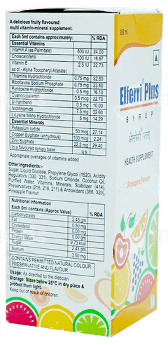 Elferri Plus Pineapple Flavour Syrup 200Ml Elferri Plus Pineapple Flavour Syrup 200Ml