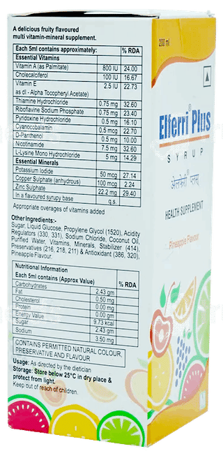 Elferri Plus Pineapple Flavour Syrup 200Ml