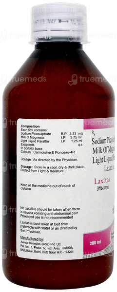 Laxitas Vanilla Flavour Sugar Free Laxative 200ml