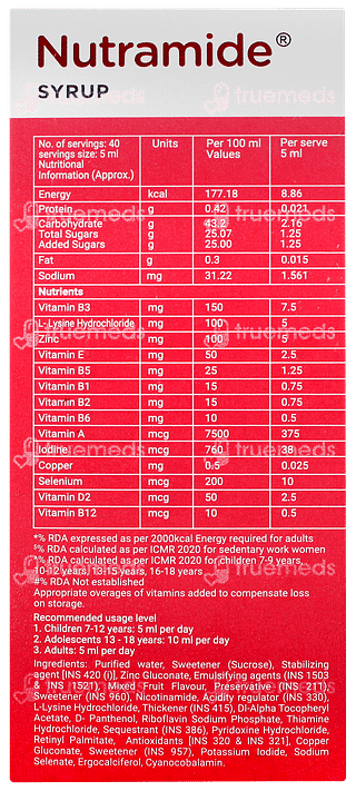 Nutramide Mixed Fruit Flavour Syrup 200ml
