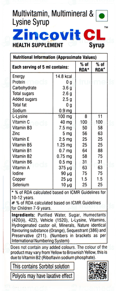 Zincovit Cl Syrup 200ml