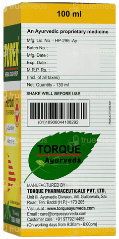 Torex Herbal Tulsi & Honey Cough Syrup 100ml Torex Herbal Tulsi & Honey Cough Syrup 100ml