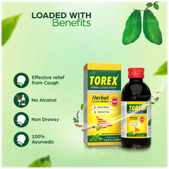 Torex Herbal Tulsi & Honey Cough Syrup 100ml Torex Herbal Tulsi & Honey Cough Syrup 100ml