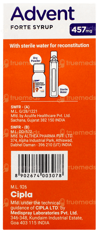 Advent Forte 457mg Tangy Orange Flavour Syrup 60ml