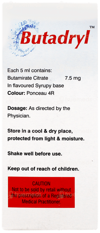 Butadryl Strawberry Flavour Sugar Free Syrup 100ml