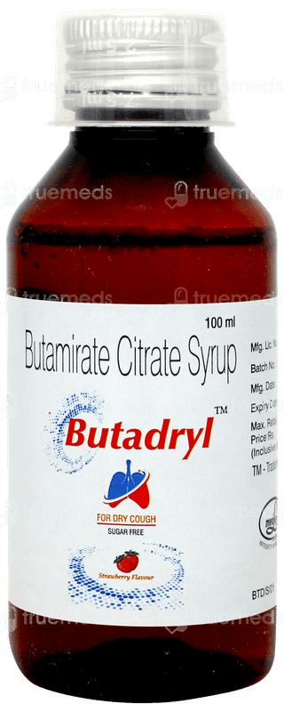 Butadryl Strawberry Flavour Sugar Free Syrup 100ml