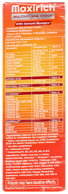Maxirich Orange And Mango Flavour Syrup 200ml