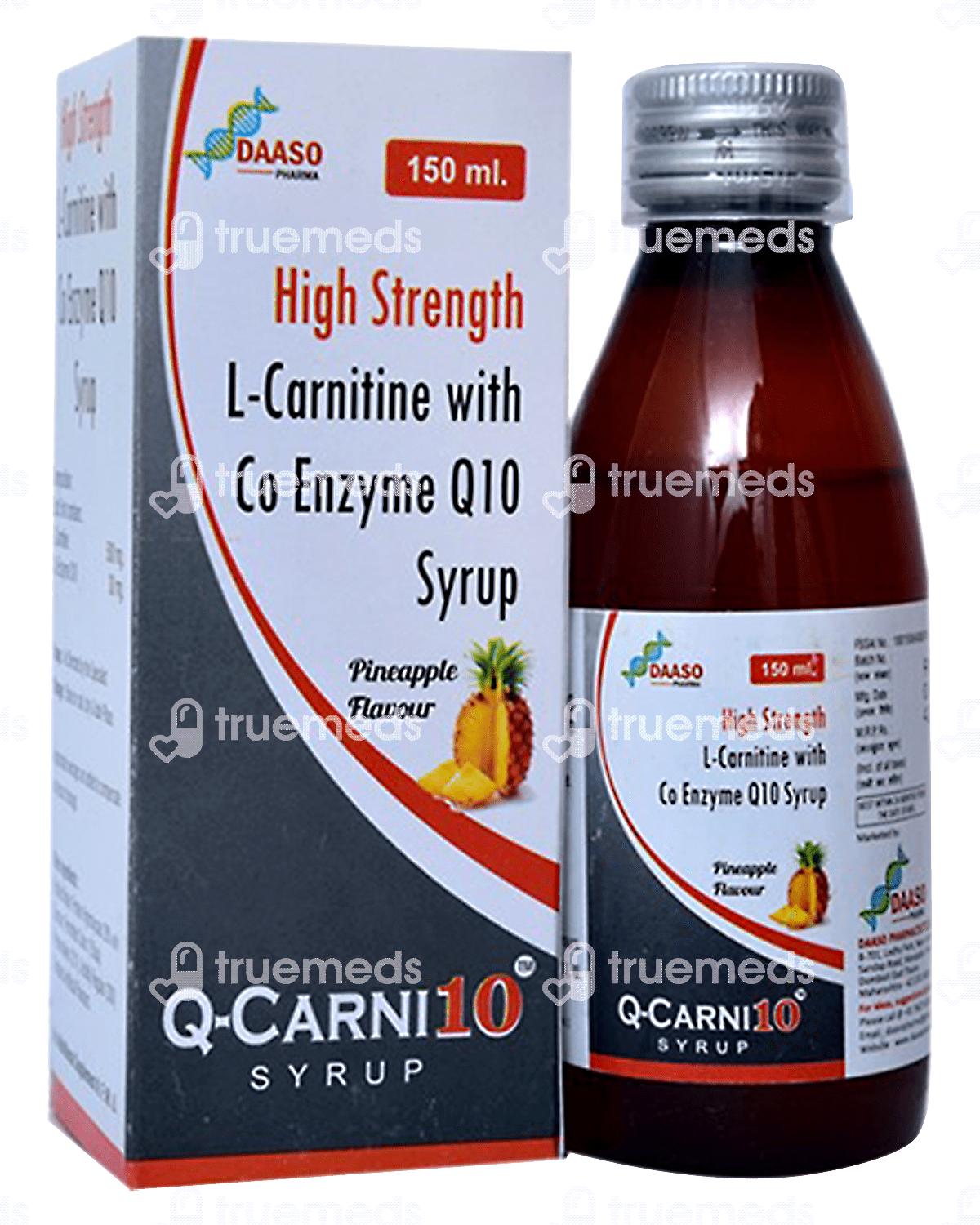 Q Carni 10 Pineapple Flavour Syrup 150 Ml - Uses, Side Effects, Dosage,  Price | Truemeds