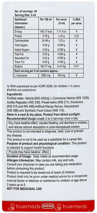 Cogvin Mango Flavour Syrup 200ml