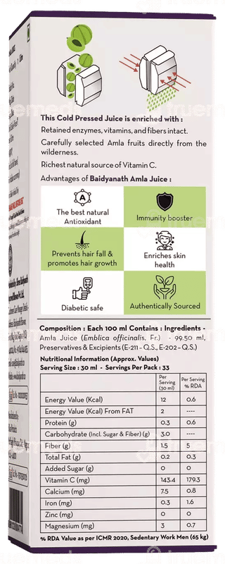 Baidyanath Amla No Added Sugar Juice 1Litre