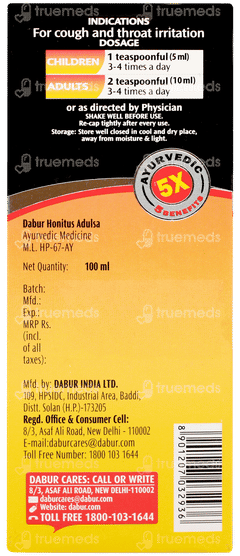 Dabur Honitus Adulsa Cough Syrup 100ml