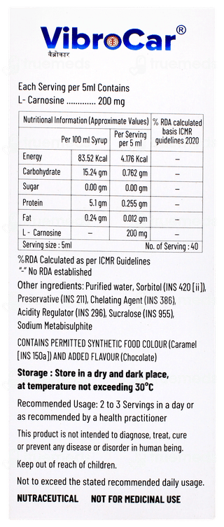 Vibrocar Chocolate Flavour Syrup 200ml