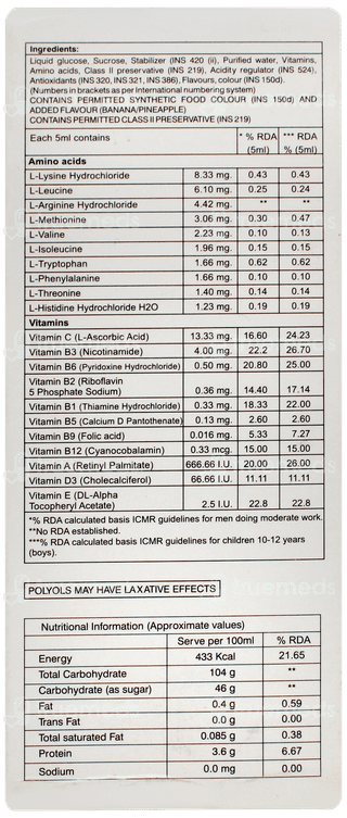 Best 22 Plus Banana And Pineapple Flavour Syrup 200ml