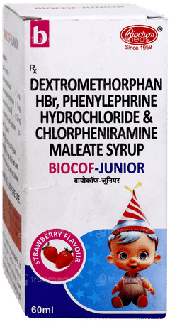Biocof Junior Strawberry Flavour Syrup 60ml
