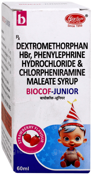 Biocof Junior Strawberry Flavour Syrup 60ml