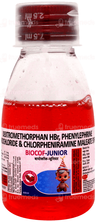 Biocof Junior Strawberry Flavour Syrup 60ml