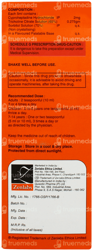 Zenlactin Orange Flavour Liquid 200ml