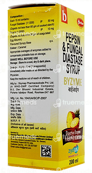 Byzyme Pineapple Flavour  Syrup 200 ML