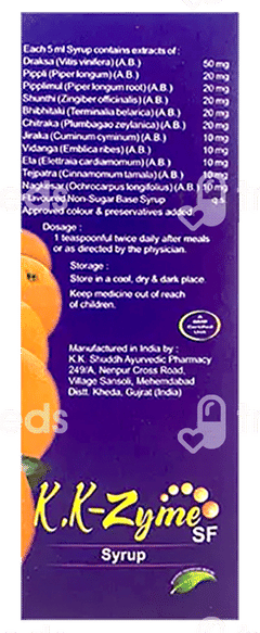 K K Zyme Sf Syrup 200 ML