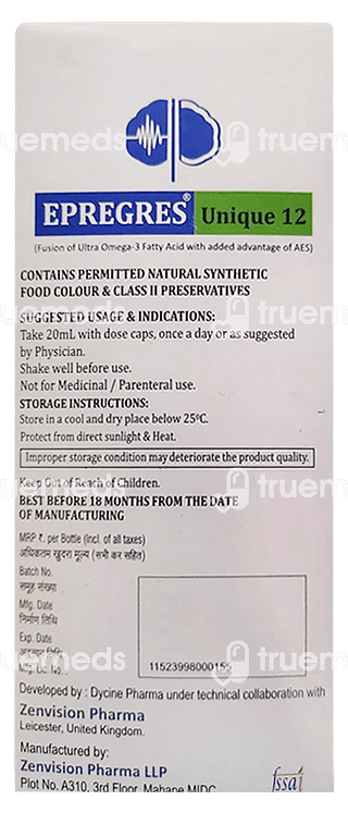 Epregres Unique 12 Sugar Free Syrup 200ml