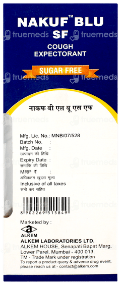 Nakuf Blu Sf Mixed Fruit Flavour Expectorant 100ml