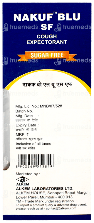 Nakuf Blu Sf Mixed Fruit Flavour Expectorant 100ml