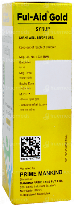 Ful Aid Gold Orange Flavour Syrup 210ml