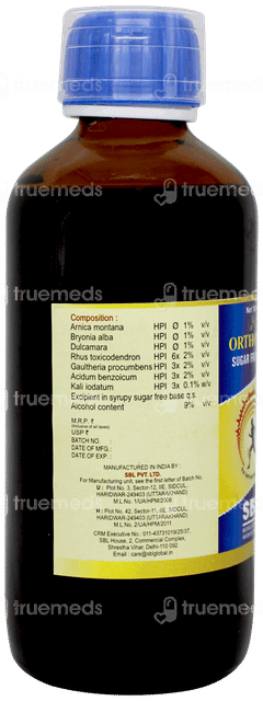 Sbl Orthomuv Sugar Free Syrup 180ml