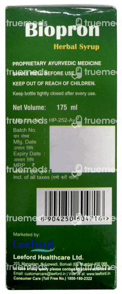 Biopron Pineapple Flavour Herbal Syrup 175ml