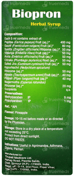 Biopron Pineapple Flavour Herbal Syrup 175ml Biopron Pineapple Flavour Herbal Syrup 175ml