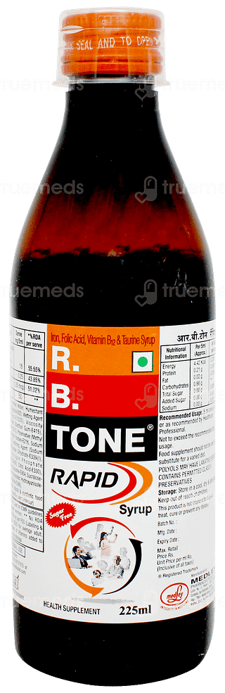 R B Tone Rapid Sugar Free Syrup 225ml