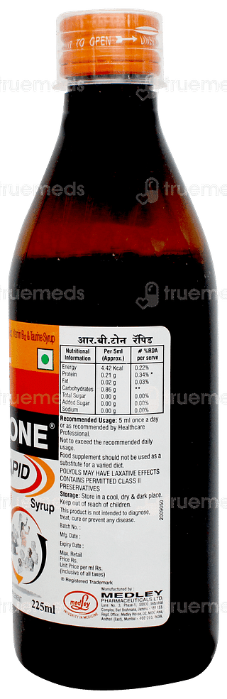 R B Tone Rapid Sugar Free Syrup 225ml