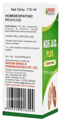 Baksons Kof Aid Plus Cough Syrup 115ml