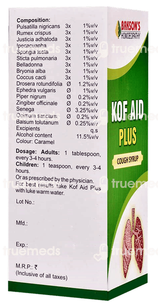 Baksons Kof Aid Plus Cough Syrup 115Ml