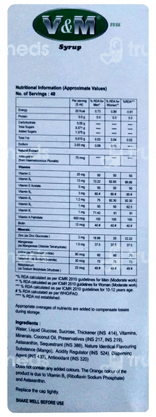 V & M Nu Mango Flavour Syrup 100Ml