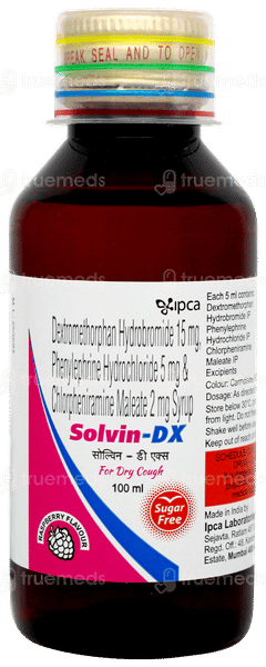 Solvin Dx Raspberry Flavour Sugar Free Syrup 100ml