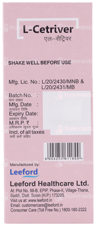 L Cetriver Syrup 30 ML