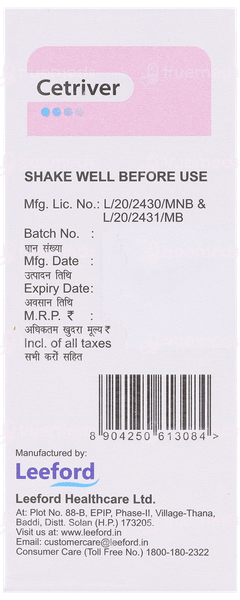 Cetriver Syrup 60Ml Cetriver Syrup 60Ml
