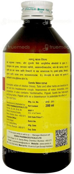 Sandu Vasa Cough Syrup 200ml