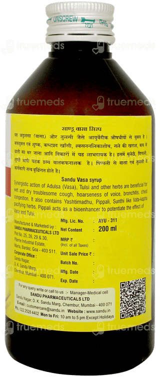 Sandu Vasa Cough Syrup 200ml