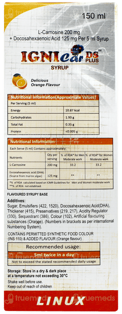 Ignicar Ds Plus Orange Flavour Syrup 150ml