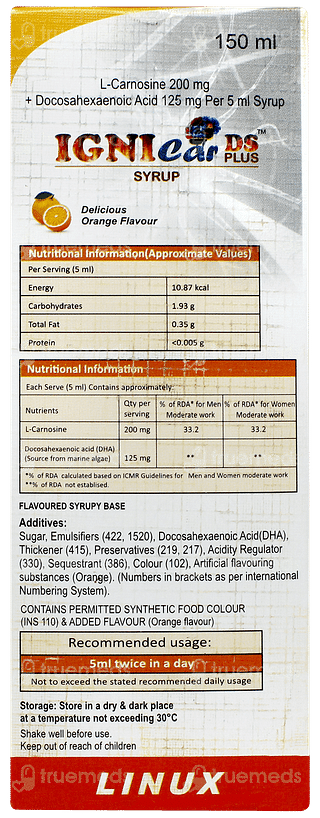 Ignicar Ds Plus Orange Flavour Syrup 150ml